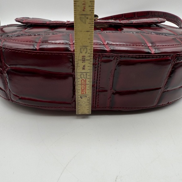 Brahmin Cynthia Merlot Nerina Burgundy Croc Embossed Leather Crossbody Bag - Picture 12 of 14